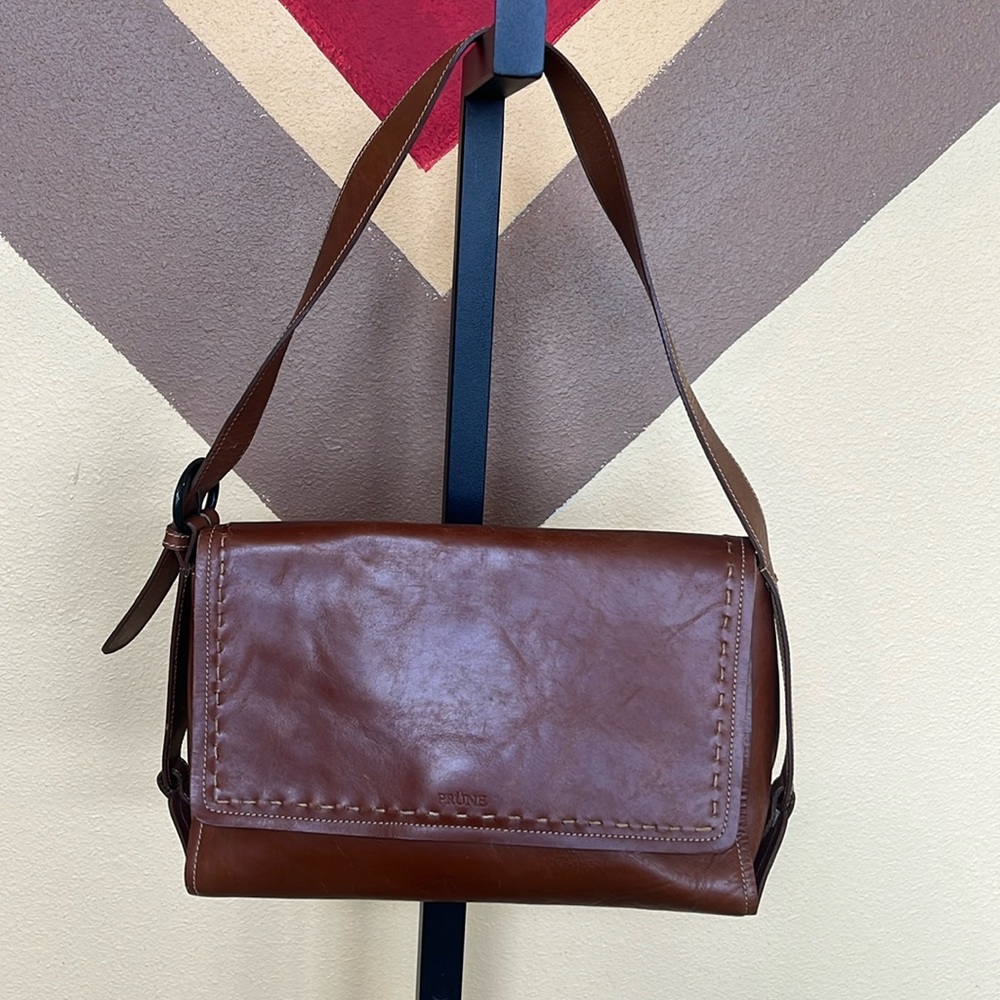 Prune Leather Shoulder Bag. Preloved